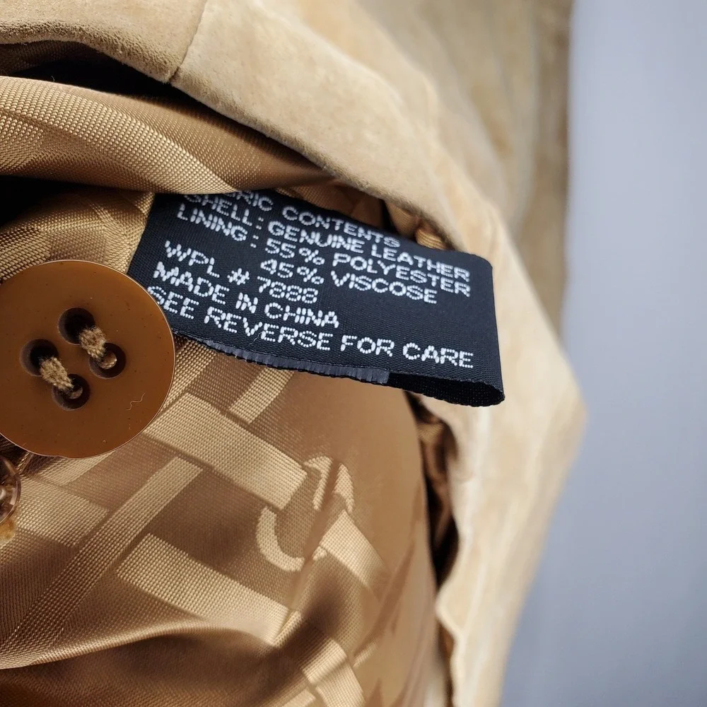 Jones NY Suede Blazer Jacket Womens XL Tan Leather Button Up Classic - Picture 10 of 11